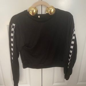 Black Checkered Sleeve Top